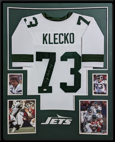 FRAMED NEW YORK JETS JOE KLECKO AUTOGRAPHED SIGNED JERSEY JSA COA