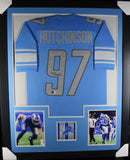 AIDEN HUTCHINSON (Lions blue TOWER) Signed Autographed Framed Jersey Beckett