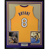 FRAMED Autographed/Signed KOBE BRYANT 33x42 Los Angeles LA Yellow Jersey PSA COA