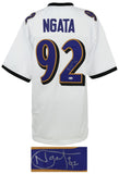 Haloti Ngata (BALITMORE RAVENS) Signed White Custom Football Jersey - (JSA COA)