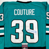 Autographed/Signed Logan Couture San Jose Teal Hockey Jersey JSA COA