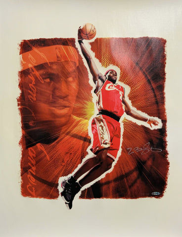 LeBron James Autographed Cavaliers "Stargazer" "28 x 24" Lithograph UDA LE 123