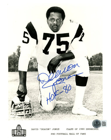 Deacon Jones Signed Los Angeles Rams 8x10 Photo HOF Beckett 47753