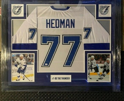 Victor Hedman Signed Tampa Bay Lightning 35"x43" Framed Jersey (JSA COA)