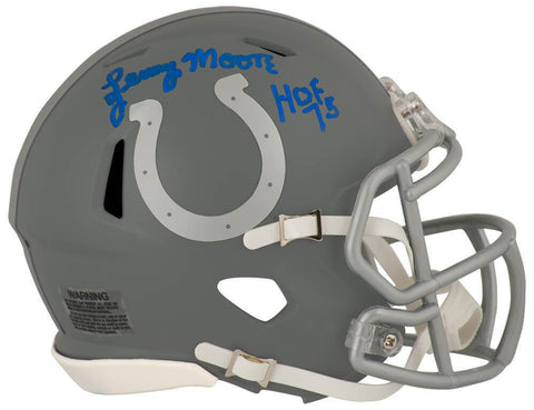 Lenny Moore Signed Colts SLATE Riddell Speed Mini Helmet w/HOF'75 - (SCHWARTZ...