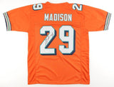 Sam Madison Signed Dolphins Throwback Orange Jersey (JSA COA) Miami All Pro DB