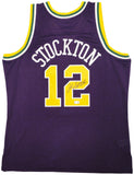 JAZZ JOHN STOCKTON AUTOGRAPHED PURPLE M&N 1991-92 JERSEY XL BECKETT 224355