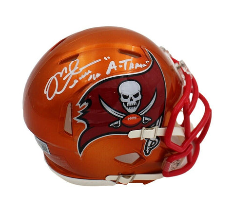 Mike Alstott Signed Tampa Bay Buccaneers Speed Flash Mini Helmet with Inscr.