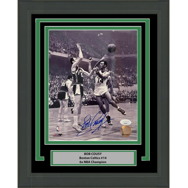 Framed Autographed/Signed Bob Cousy Boston Celtics 8x10 Basketball Photo JSA COA