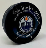 LEON DRAISAITL Autographed "2020 HART & Art Ross" Official Game Puck FANATICS