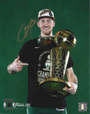 Sam Hauser 2024 NBA Trophy Autographed Boston Celtics 8x10 Photo JSA PSA Pass