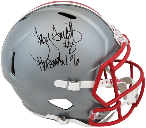 Troy Smith Signed Ohio State FLASH Riddell F/S Speed Rep Helmet w/HT'06 (SS COA)