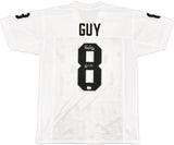 OAKLAND RAIDERS RAY GUY AUTOGRAPHED WHITE JERSEY "HOF-'14" BECKETT BAS QR 230014