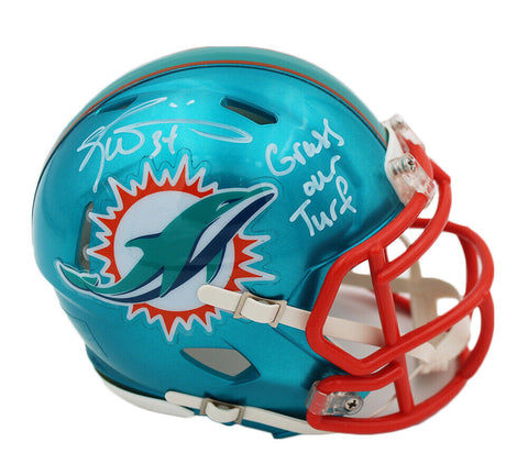 Ricky Williams Signed Miami Dolphins Speed Flash Mini Helmet - Grass over Turf