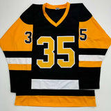 Autographed/Signed Tristan Jarry Pittsburgh Black Hockey Jersey JSA COA