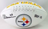 Dermontti Dawson Signed Pittsburgh Steelers Logo Football w/HOF - Beckett W Auth