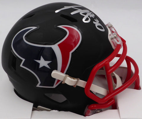 Phillip Lindsay Autographed Black Flat Black Mini Helmet Texans Beckett WM20899