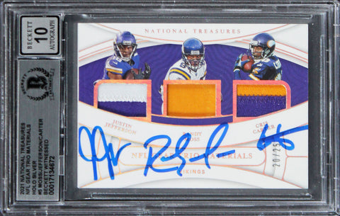 (3) Moss, Carter & Jefferson Signed 2021 NT Silver #20/25 Card Auto 10! BAS Slab