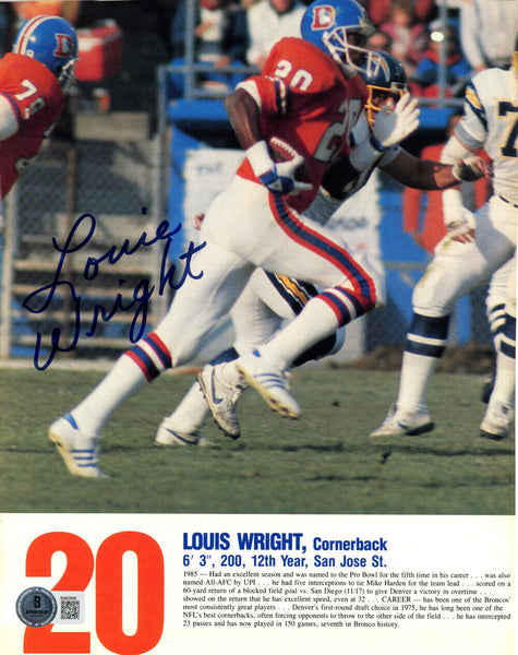 Louie Wright Autographed Denver Broncos Magazine Page BAS 45082