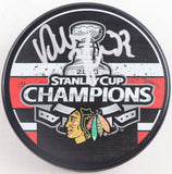 Dustin Byfuglien Signed Chicago Blackhawks 2010 S.C. Champs Logo Puck (Schwartz)