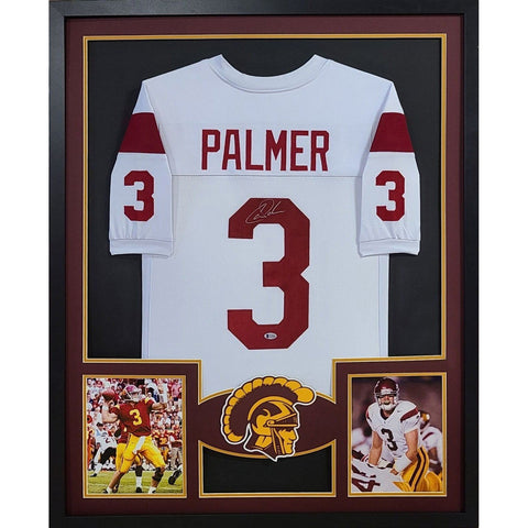 Carson Palmer Autographed Signed Framed USC White Jersey BECKETT