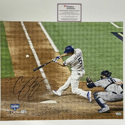 Autographed/Signed COREY SEAGER 2020 World Series 16x20 Photo Fanatics COA Auto