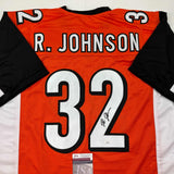 Autographed/Signed Rudi Johnson Cincinnati Orange Football Jersey JSA COA