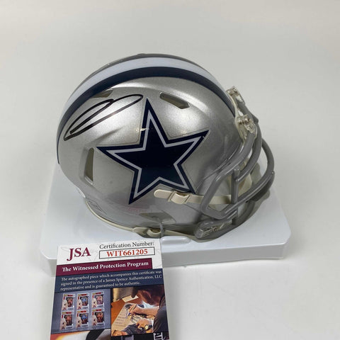 Autographed/Signed CeeDee Lamb Dallas Cowboys Mini Football Helmet JSA COA