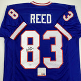 Autographed/Signed ANDRE REED HOF 14 Buffalo Blue Football Jersey PSA/DNA COA