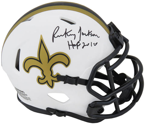 Rickey Jackson Signed Saints Lunar Eclipse Riddell Mini Helmet w/HOF'10 (SS COA)