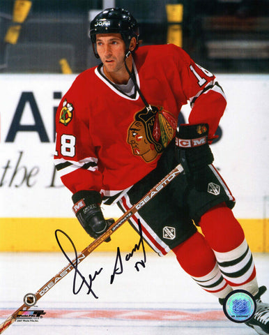 DENIS SAVARD Signed Chicago Blackhawks Action 8x10 Photo - SCHWARTZ