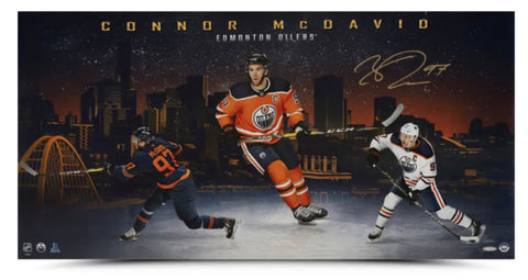 Connor McDavid Autographed "Oil Town" 36x18 Photo UDA