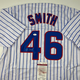 Autographed/Signed Lee Smith Chicago Pinstripe Baseball Jersey JSA COA