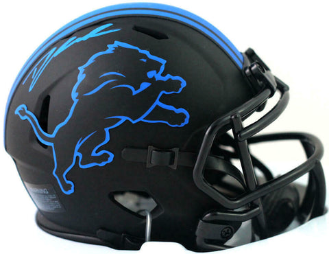 D'Andre Swift Signed Detroit Lions Eclipse Speed Mini Helmet-Fanatics Auth *Blue