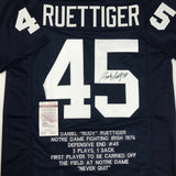 Autographed/Signed RUDY RUETTIGER Notre Dame Irish Blue Stat Jersey JSA COA