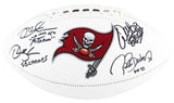 Bucs (4) Sapp, Brooks, Barber +1 Signed White Panel Logo Football W/ Case BAS W