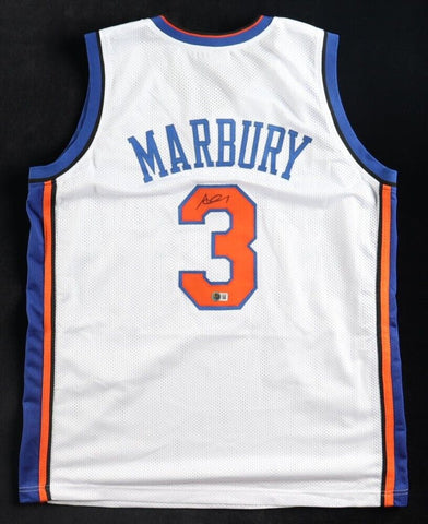 Stephon Marbury Signed New York Knicks Home Jersey (Beckett) 1996 #4 Overall Pck