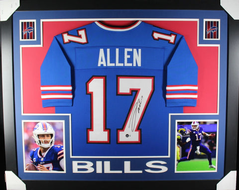 Josh Allen Autographed/Signed Pro Style Blue Framed Jersey BAS 44602