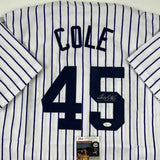 Autographed/Signed GERRIT COLE New York Pinstripe Baseball Jersey JSA COA Auto