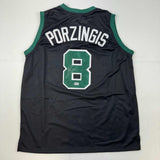 Autographed/Signed Kristaps Porzingis Boston Black Basketball Jersey JSA COA