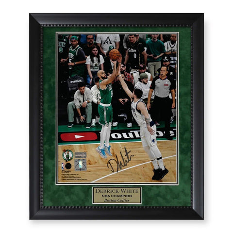 Derrick White Celtics Signed Autographed NBA Finals 16x20 Photo Framed to 23x27