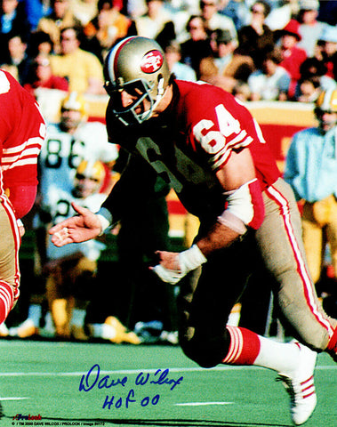 Dave Wilcox Signed San Francisco 49ers Action 8x10 Photo w/HOF'00 (SCHWARTZ COA)