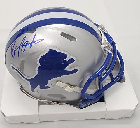 Barry Sanders Autographed Detroit Lions T/B Mini Helmet Beckett Witnessed