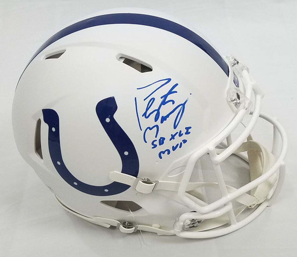 Peyton Manning Signed Colts Flat White Authentic Helmet W/SB MVP Fanatics