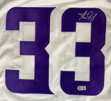 Aaron Jones Minnesota Signed White Football Jersey BAS ITP