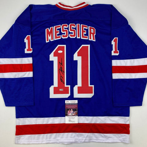 Autographed/Signed Mark Messier New York Blue Hockey Jersey JSA COA Auto