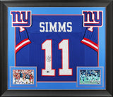 Phil Simms Authentic Signed Blue Pro Style Framed Jersey BAS Witnessed