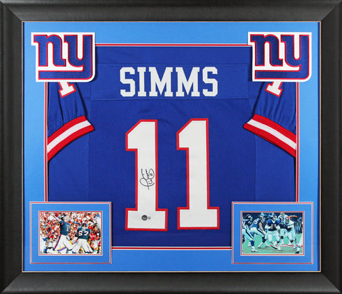 Phil Simms Authentic Signed Blue Pro Style Framed Jersey BAS Witnessed