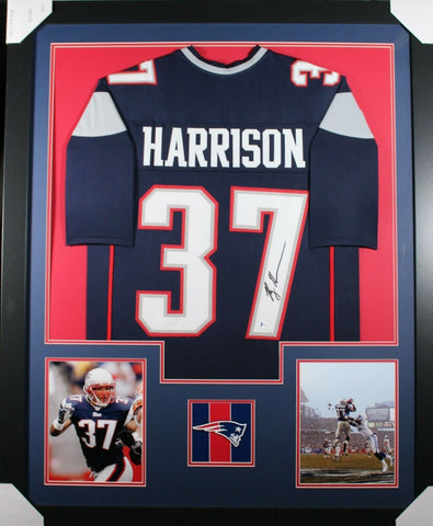 RODNEY HARRISON (Patriots blue TOWER) Signed Autographed Framed Jersey JSA