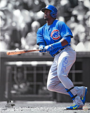 Jorge Soler Signed Cubs Blue Jersey Spotlight Action 16x20 Photo -(SCHWARTZ COA)